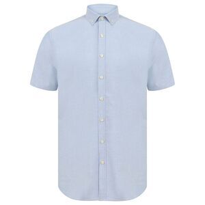 Henbury Mens Modern Short Sleeve Slim Fit Oxford Shirt / Blue